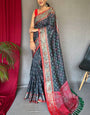 Ratatouille Grey Patola Silk Saree with Delectable Blouse Piece