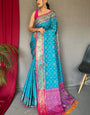 Eclat Rama Patola Silk Saree with Prominent Blouse Piece