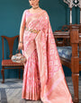 Super extravagant Baby Pink Cotton Silk Saree With Efflorescence Blouse Piece