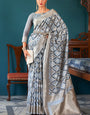 Pretty Grey Cotton Silk Saree With Nectarous Blouse Piece