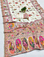 Tremendous Beige Nylon Dola Pashmina Saree With Murmurous Blouse Piece