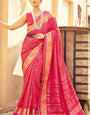 Cynosure Dark Pink Soft Banarasi Silk Saree With Beleaguer Blouse Piece