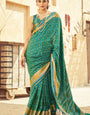 Flattering Rama Soft Banarasi Silk Saree With Bewitching Blouse Piece