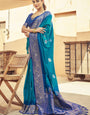 Traditional Blue Soft Banarasi Silk Saree With Effulgent Blouse Piece