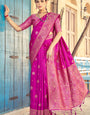 Staggering Dark Pink Soft Banarasi Silk Saree With Surreptitious Blouse Piece