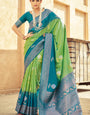 Evanescent Green Soft Banarasi Silk Saree With Gorgeous Blouse Piece