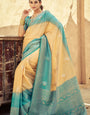 Skinny Peach Soft Banarasi Silk Saree With Desuetude Blouse Piece