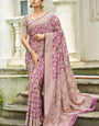 Prodigal Light Purple Lucknowi Silk Saree With Engrossing Blouse Piece
