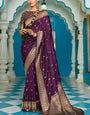 Blissful Purple Banarasi Silk Saree With Panoply Blouse Piece