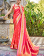 Ravishing Pink Kanjivaram Silk Saree With Chatoyant Blouse Piece