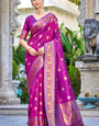 Posh Purple Kanjivaram Silk Saree With Epiphany Blouse Piece