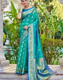 Lustrous Rama Kanjivaram Silk Saree With Palimpsest Blouse Piece