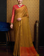 Exceptional Mustard Soft Banarasi Tissue Silk Saree With Stunning Blouse Piece
