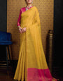 Invaluable Yellow Soft Banarasi Tissue Silk Saree With Splendorous Blouse Piece