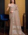 Blissful Brown Cotton Silk Saree With Magnificat Blouse Piece