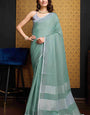 Sonorous Green Cotton Silk Saree With Desultory Blouse Piece