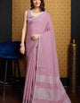 Resonant Lavender Cotton Silk Saree With Sumptuous Blouse Piece