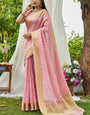 Ethnic Baby Pink Cotton Silk Saree With Incomparable Blouse Piece