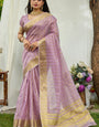 Amiable Lavender Cotton Silk Saree With Deserving Blouse Piece