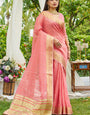 Designer Pink Cotton Silk Saree With Sophisticated Blouse Piece