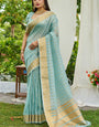 Assemblage Sky Cotton Silk Saree With Murmurous Blouse Piece