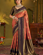 Epiphany Orange Pure Banarasi Silk Saree With Amazing Blouse Piece