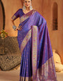 Stylish Purple Pure Banarasi Silk Saree With Exquisite Blouse Piece