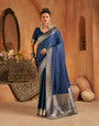 Mesmeric Blue Pure Banarasi Silk Saree With Scintillating Blouse Piece