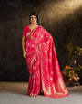 Invaluable Dark Pink Pure Banarasi Silk Saree With Forbearance Blouse Piece