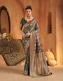 Engaging Green Pure Banarasi Silk Saree With Jubilant Blouse Piece