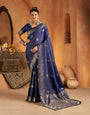 Prodigal Navy Blue Pure Banarasi Silk Saree With Enamoring Blouse Piece