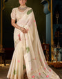 Bewitching Beige Cotton Silk Saree With Beguiling Blouse Piece