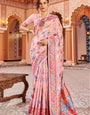 Captivating Baby Pink Linen Silk Saree With Prettiest Blouse Piece