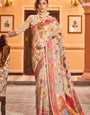 Exceptional Beige Linen Silk Saree With Surpassing Blouse Piece