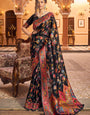 Groovy Black Linen Silk Saree With Trendy Blouse Piece