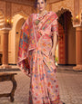 Ravishing Peach Linen Silk Saree With Groovy Blouse Piece