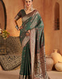 Refreshing Green Pure Banarasi Silk Saree With Mesmerising Blouse Piece