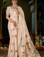 Eloquence Beige Cotton Silk Saree With Murmurous Blouse Piece