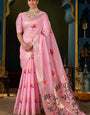 Susurrous Pink Cotton Silk Saree With Quintessential Blouse Piece