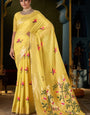 Sonorous Yellow Cotton Silk Saree With Pulsating Blouse Piece