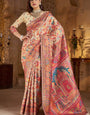 Forbearance Beige Pashmina Saree With Symmetrical Blouse Piece