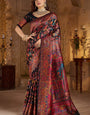 Gratifying Black Pashmina Saree With Woebegone Blouse Piece
