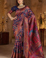 Amazing Navy Blue Pashmina Saree With Captivating Blouse Piece