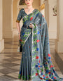 Adoring Grey Cotton Silk Saree With Snappy Blouse Piece