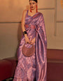 Gratifying Light Pink Kanjivaram Silk Saree With Beleaguer Blouse Piece