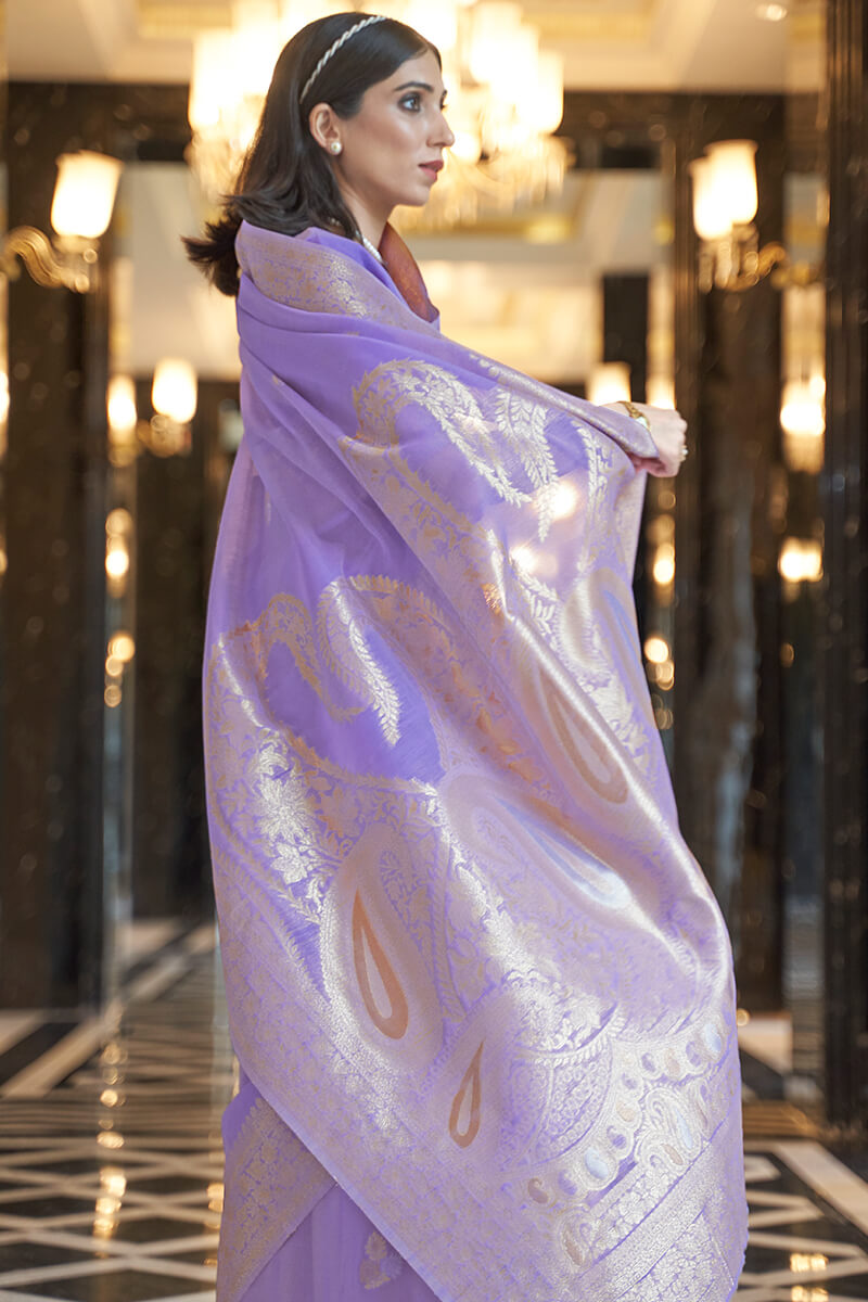 Dull Lavender Linen Cotton Silk saree