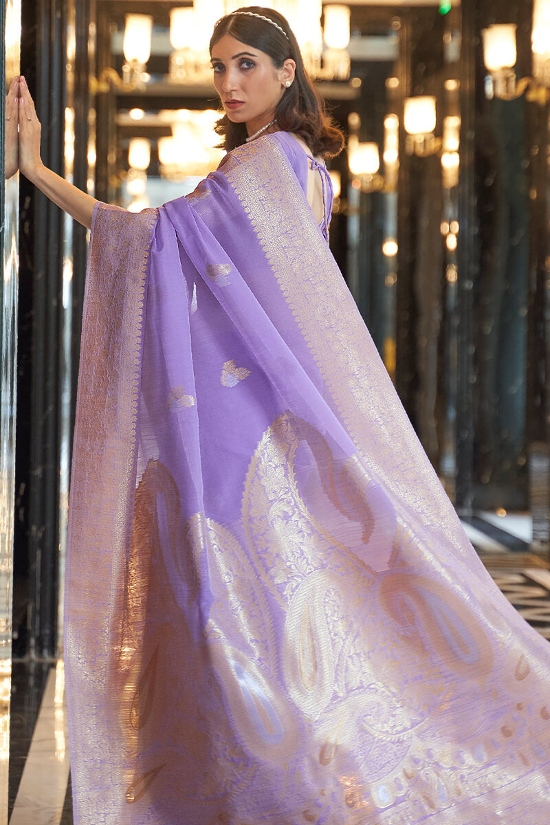 Dull Lavender Linen Cotton Silk saree