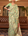 Angelic Pista Pashmina saree With Jubilant Blouse Piece