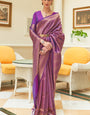 Bewitching Purple Kanjivaram Silk Saree With Charismatic Blouse Piece