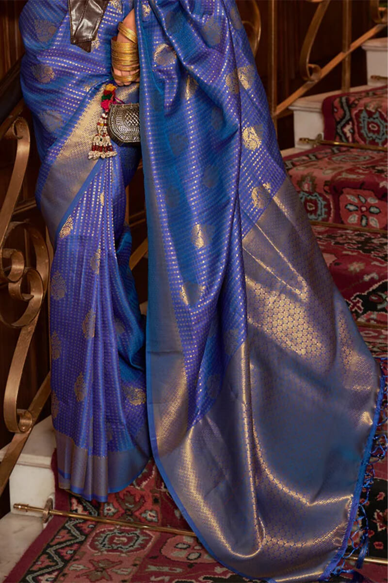 Assemblage Royal Blue Kanjivaram Silk Saree with Aplomb Blouse Piece